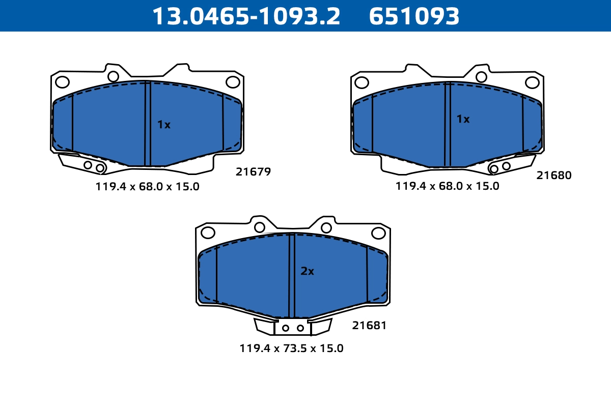 Kit de plaquettes de frein, frein à disque ATE-APAC 13.0465-1093.2