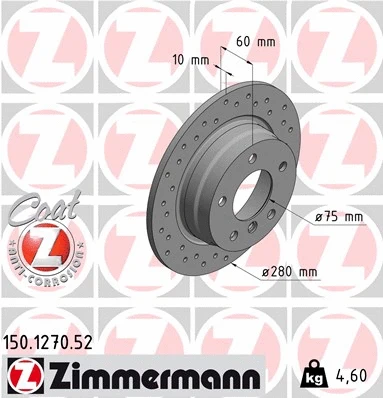 Disque de frein ZIMMERMANN 150.1270.52