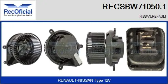 Pulseur d'air habitacle RECOFICIAL RECSBW71050.1
