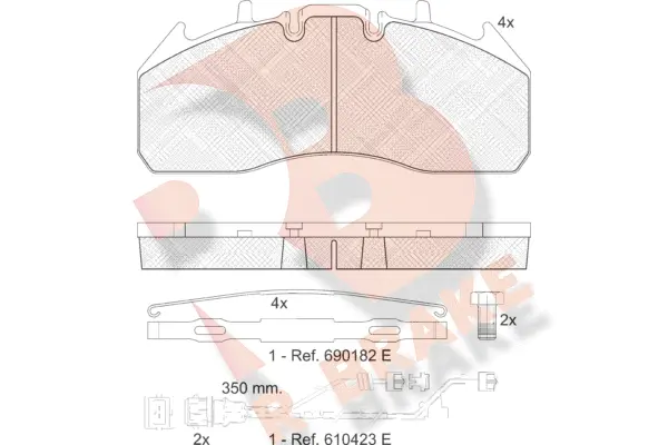 Kit de plaquettes de frein, frein à disque R BRAKE RB1831-122