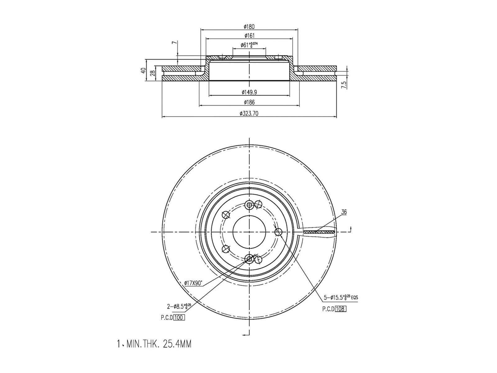 Disque de frein A.Z. Meisterteile AZMT-44-024-1216