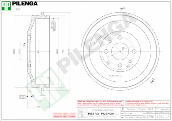 Tambour de frein PILENGA 6004
