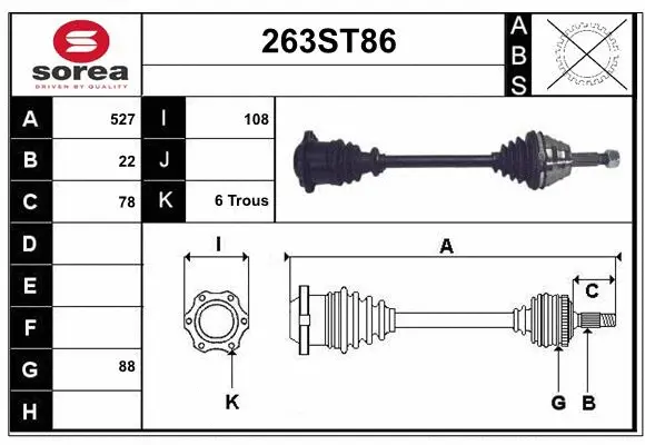 Arbre de transmission STARTCAR 263ST86