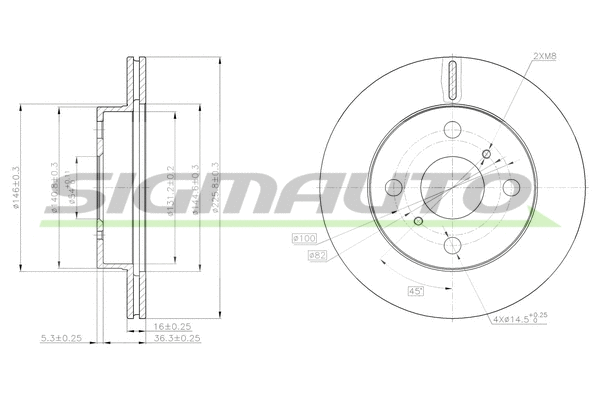 Disque de frein SIGMAUTO DBA350V
