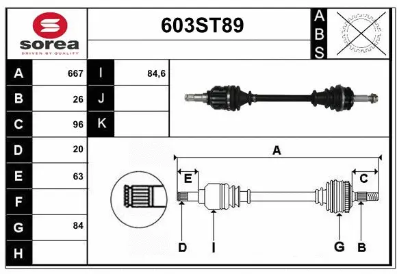 Arbre de transmission STARTCAR 603ST89