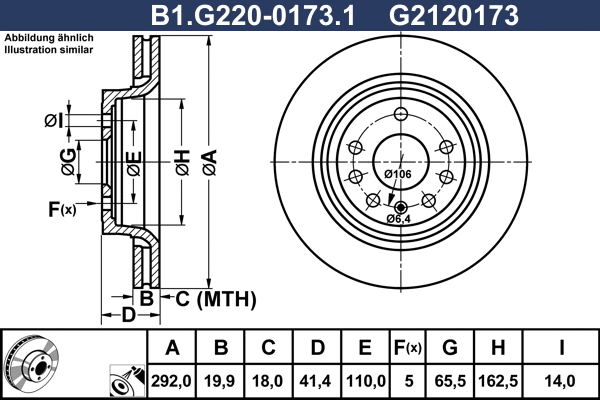Disque de frein GALFER B1.G220-0173.1