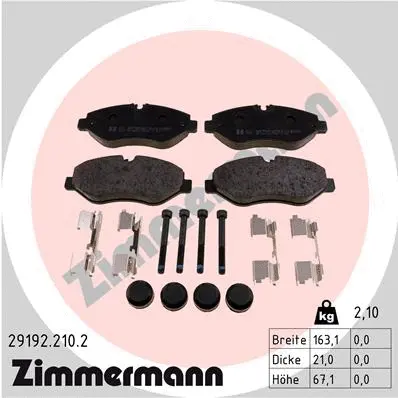 Kit de plaquettes de frein, frein à disque ZIMMERMANN 29192.210.2