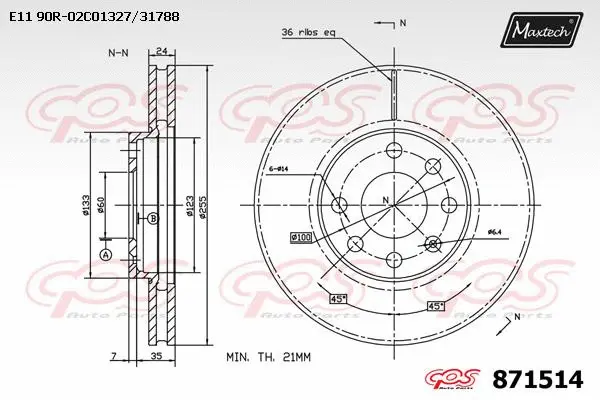 Disque de frein MAXTECH 871514