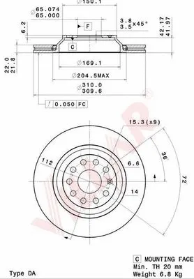 Disque de frein VILLAR 628.2077