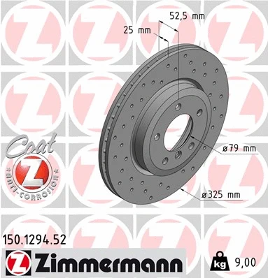 Disque de frein ZIMMERMANN 150.1294.52