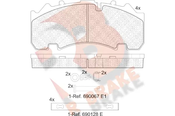 Kit de plaquettes de frein, frein à disque R BRAKE RB2155-066