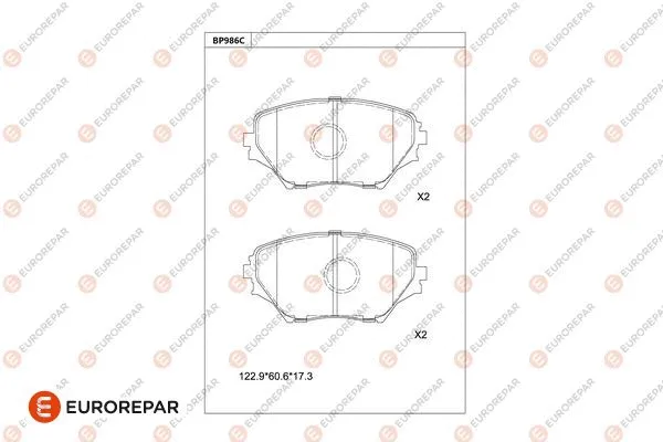 Kit de plaquettes de frein, frein à disque EUROREPAR 1681272780
