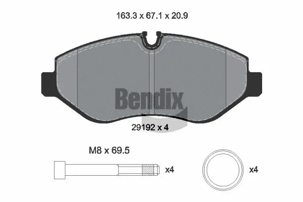Kit de plaquettes de frein, frein à disque BENDIX Braking BPD2412