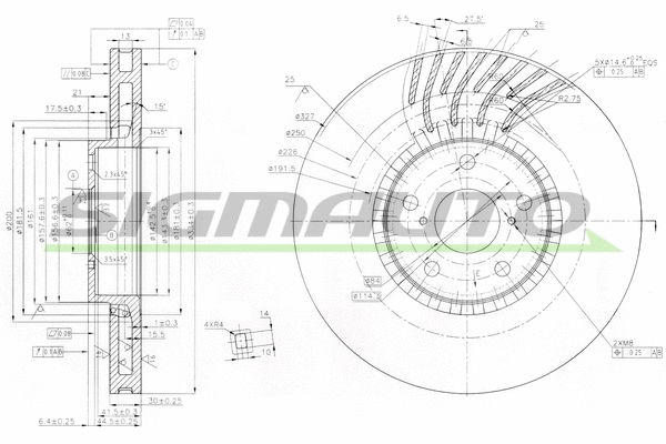 Disque de frein SIGMAUTO DBB957VLS