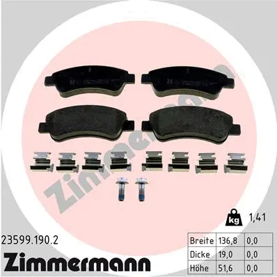 Kit de plaquettes de frein, frein à disque ZIMMERMANN 23599.190.2