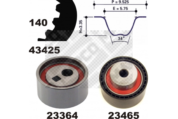 Kit de courroie crantée MAPCO 23436