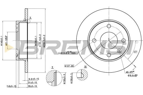 Disque de frein BREMSI CD6208S