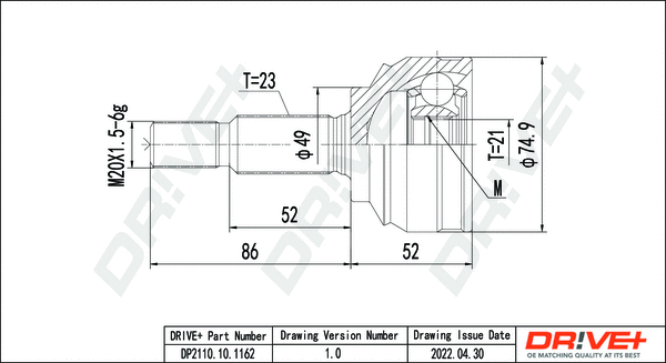 Jeu de joints, arbre de transmission Dr!ve+ DP2110.10.1162