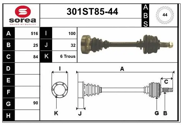 Arbre de transmission STARTCAR 301ST85-44