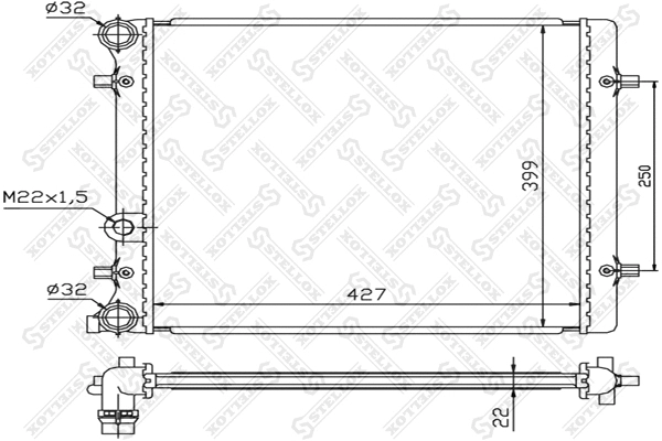 Radiateur, refroidissement du moteur STELLOX 10-25109-SX