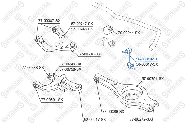Entretoise/tige, stabilisateur STELLOX 56-00018-SX