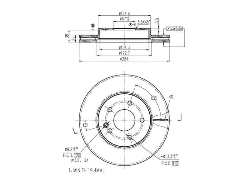 Disque de frein A.Z. Meisterteile AZMT-44-024-1473