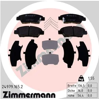 Kit de plaquettes de frein, frein à disque ZIMMERMANN 24979.165.2