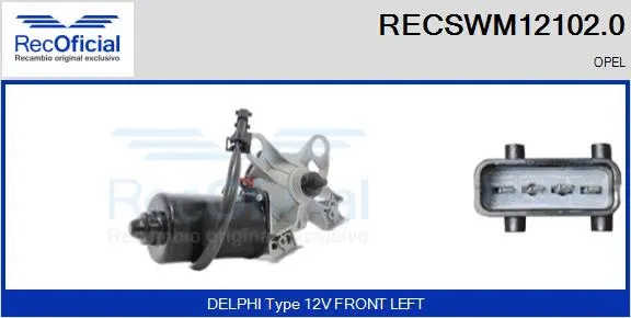 Moteur d'essuie-glace RECOFICIAL RECSWM12102.0