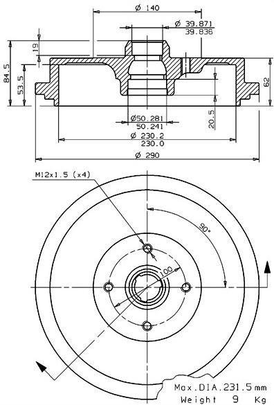 Tambour de frein VILLAR 627.0073