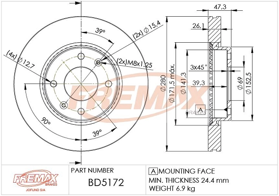 Disque de frein FREMAX BD-5172