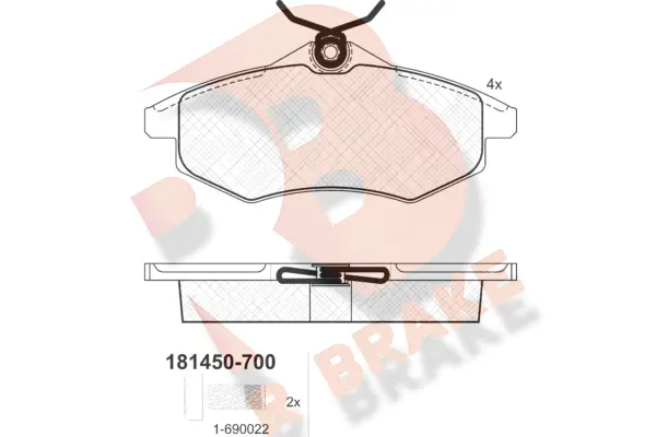 Kit de plaquettes de frein, frein à disque R BRAKE RB1450-700