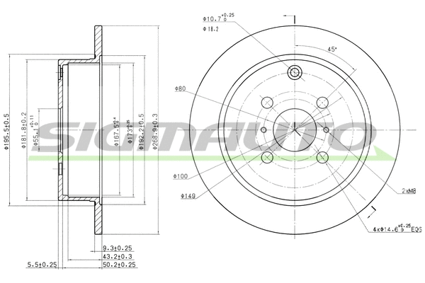 Disque de frein SIGMAUTO DBB417S