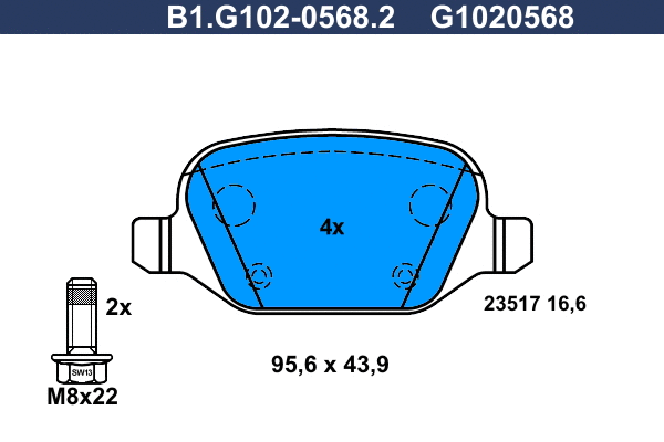 Kit de plaquettes de frein, frein à disque GALFER B1.G102-0568.2