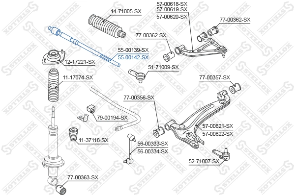 Rotule de direction intérieure, barre de connexion STELLOX 55-00142-SX