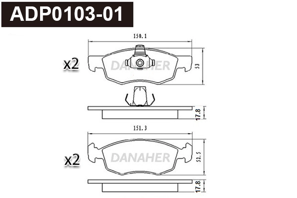 Kit de plaquettes de frein, frein à disque DANAHER ADP0103-01