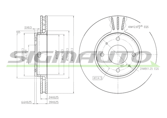 Disque de frein SIGMAUTO DBB068V