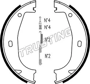 Jeu de mâchoires de frein, frein de stationnement TRUSTING 019.026K
