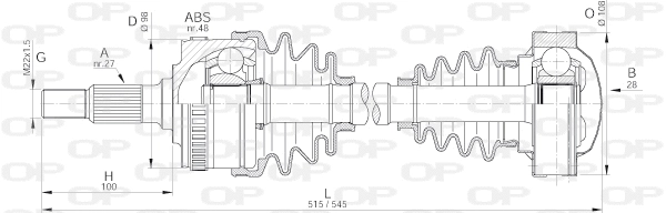 Arbre de transmission OPEN PARTS DRS6153.00
