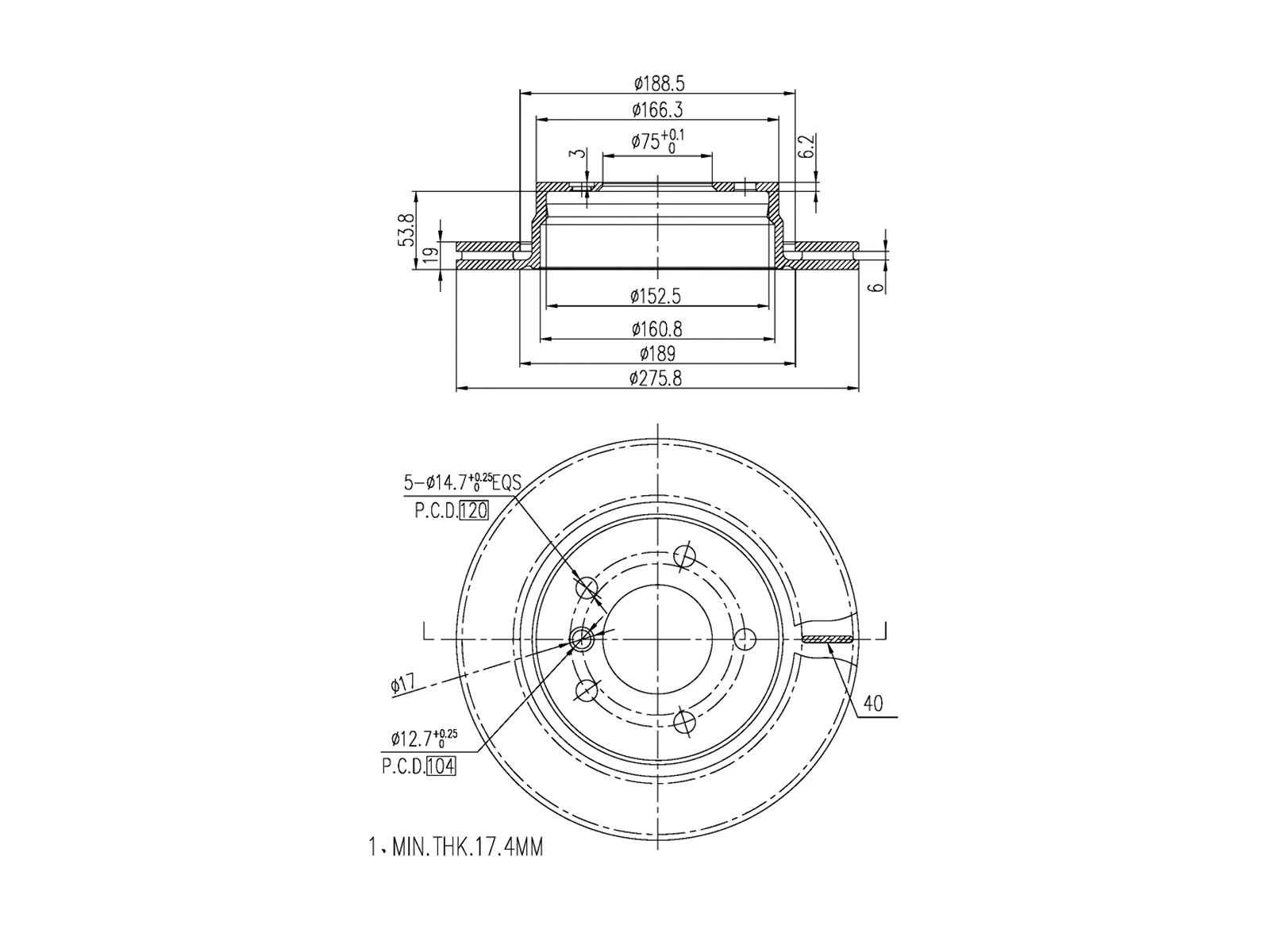 Disque de frein A.Z. Meisterteile AZMT-44-024-1507
