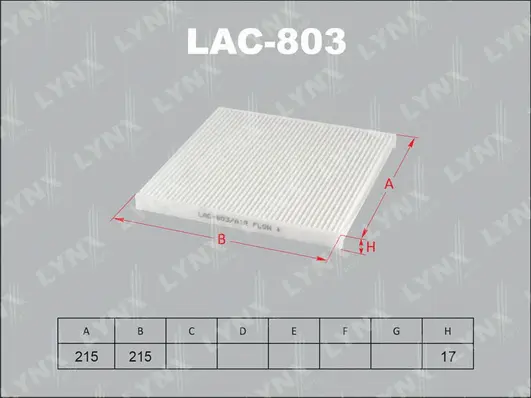 Filtre, air de l'habitacle LYNXAUTO LAC-803