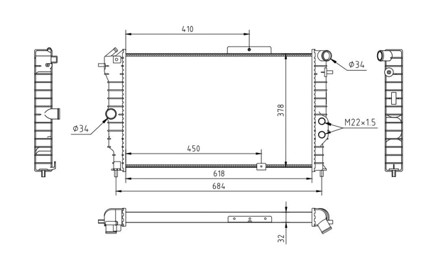 Radiateur, refroidissement du moteur HART 600 948