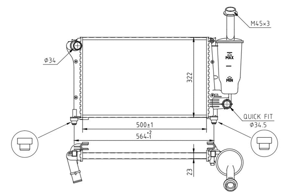 Radiateur, refroidissement du moteur HART 614 213