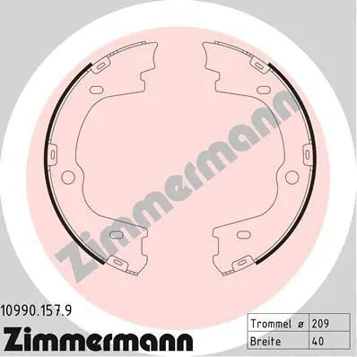 Jeu de mâchoires de frein, frein de stationnement ZIMMERMANN 10990.157.9