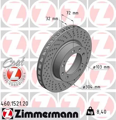 Disque de frein ZIMMERMANN 460.1521.20