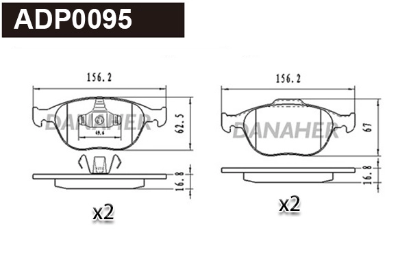 Kit de plaquettes de frein, frein à disque DANAHER ADP0095