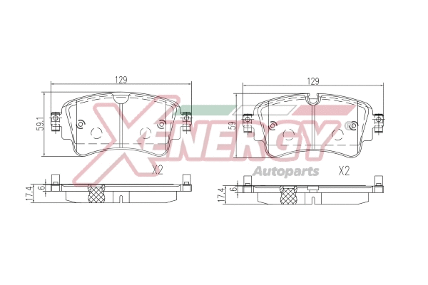 Kit de plaquettes de frein, frein à disque AP XENERGY X41403