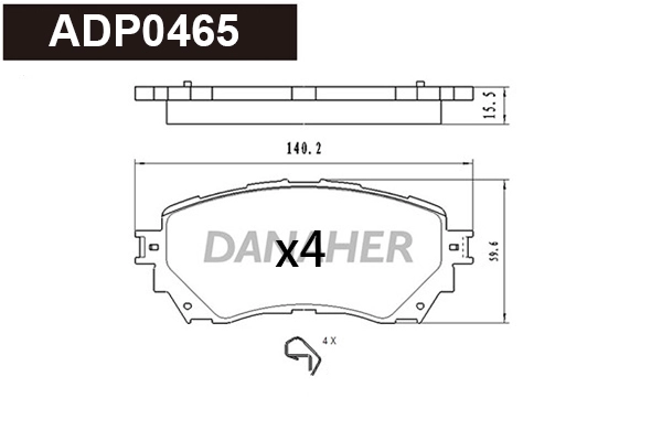 Kit de plaquettes de frein, frein à disque DANAHER ADP0465