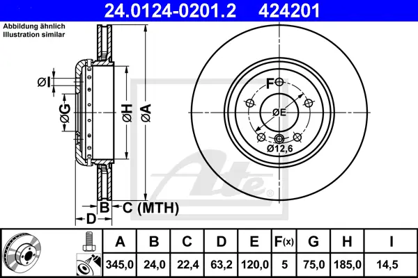 Disque de frein ATE-APAC 24.0124-0201.2