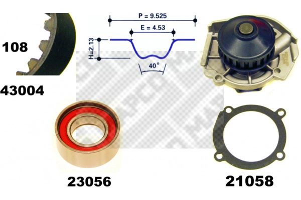 Pompe à eau + kit de courroie crantée MAPCO 41004