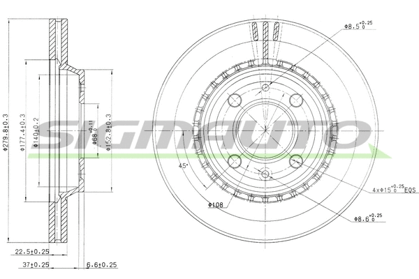 Disque de frein SIGMAUTO DBA397V